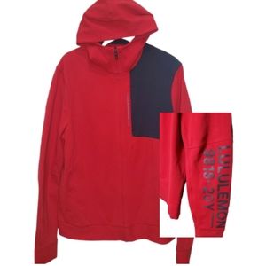 LULULEMON Jacket Hoodie Sojourn 20 Year Anniversary Warpstreme Rare Red Black L